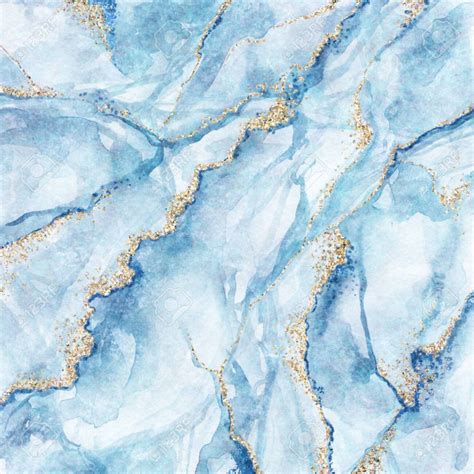 abstract background, white blue marble with gold glitter veins, fake ...