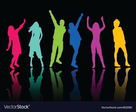 Silhouette people party dance Royalty Free Vector Image