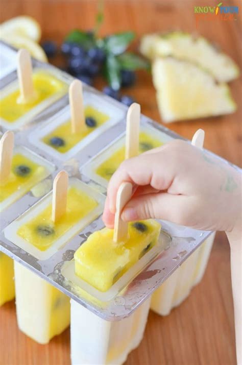 Pineapple Lemonade Ice Pops with Blueberries Recipe - Super Healthy Kids