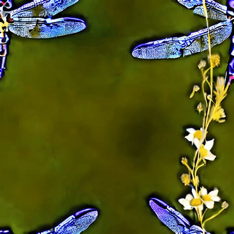 Beautiful Whimsical Dragonfly with Flowers in Nature Environment Fractal · Creative Fabrica