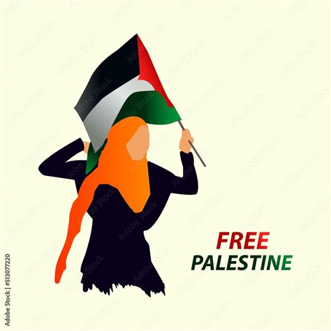 Women stand with the Palestine flag vector illustration for poster ...