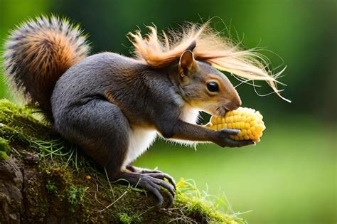 Premium Photo | A squirrel is eating corn