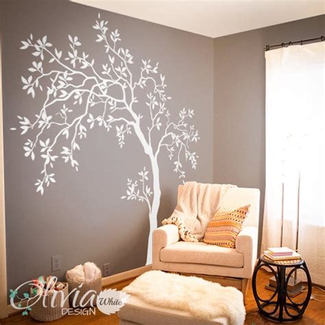 White Large Tree Wall Decal Tree Wall Decal Wall Mural - Etsy