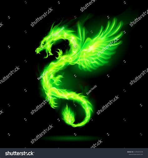 Ilustración del Dragón Verde de Fuego: vector de stock (libre de ...