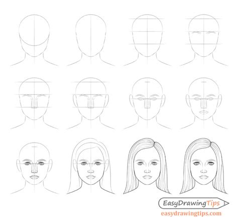 How to Draw a Female Face Step by Step Tutorial - EasyDrawingTips