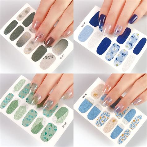 Korean Fashion Nail Stickers Beautiful Girl Flower Daisy nail sticker waterproof Non-toxic ...