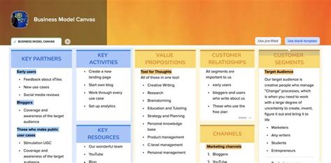 Business Model Canvas Template online for free | xTiles | Business model canvas, How to plan ...