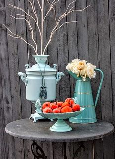 Tiny Pumpkins | A samovar, an enamel French pitcher, and a s… | Flickr