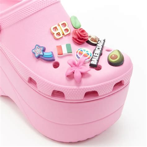 new BALENCIAGA CROCS 2018 Rose Bon Bon pink gibbet platform sandals ...