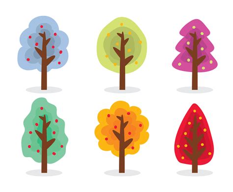 Colorful Cartoon Tree Vector Vector Art & Graphics | freevector.com