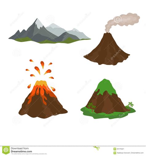 Active dormant volcano mountain set of stock illustration illustration of heat active 84175321 ...