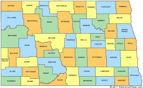 Printable North Dakota Maps | State Outline, County, Cities