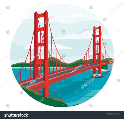 Golden Gate Bridge Vector Illustration San Stock Vector (Royalty Free ...