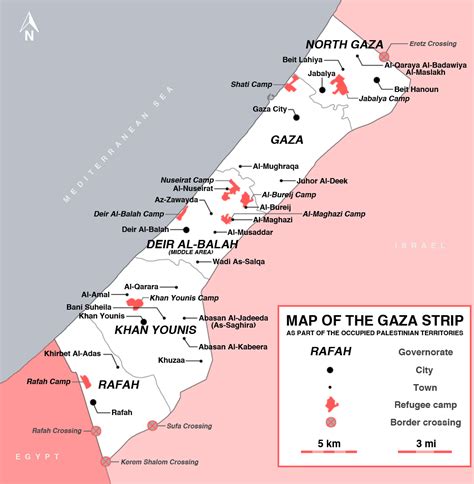 Detailed map of Gaza Strip with cities | Gaza Strip | Asia | Mapsland | Maps of the World