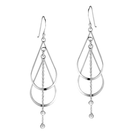 Classic Elegance Double Teardrop .925 Silver Dangle Earrings