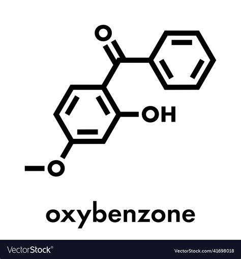 Oxybenzone sunscreen molecule skeletal formula Vector Image