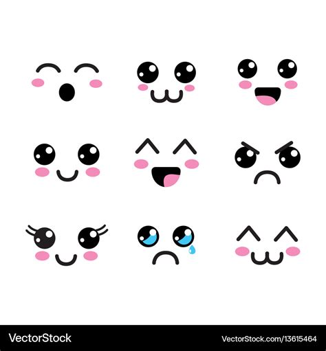 Kawaii faces eyes icon Royalty Free Vector Image