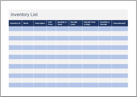 Parts Inventory Template