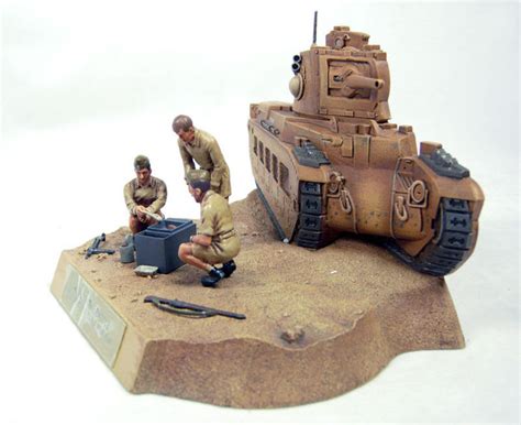 Corgi Forward March - Schaal 1/32 - Diorama British Matilda Tank crew dismounted - Battle of El ...