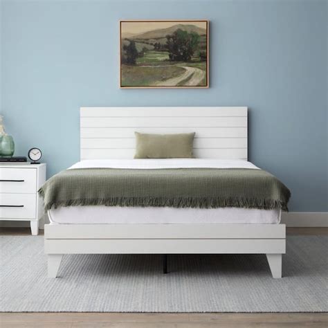 Brookside Mabel White Wood Frame King Platform Bed with Shiplap Headboard BS00A1LBDKKWH - The ...