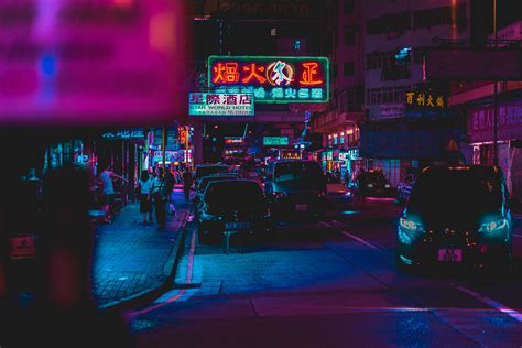 Hong Kong Night Street 4K wallpaper