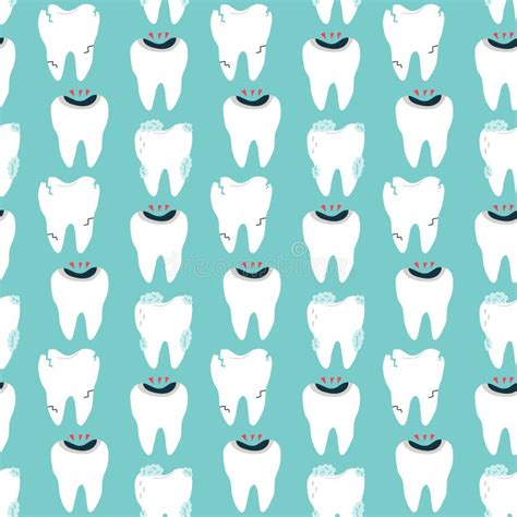 Seamless Pattern of a Cracked Tooth with Decay Stock Vector ...