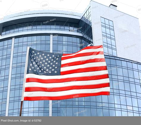 American flag on building background :: Stock Photography Agency :: Pixel-Shot Studio