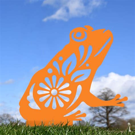 Orange Floral Frog Iron Silhouette