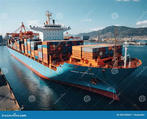 Aerial view of Cargo ship stock illustration. Illustration of loading - 290104927