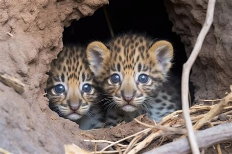 Premium AI Image | Two leopard cubs playing together under a shady tree