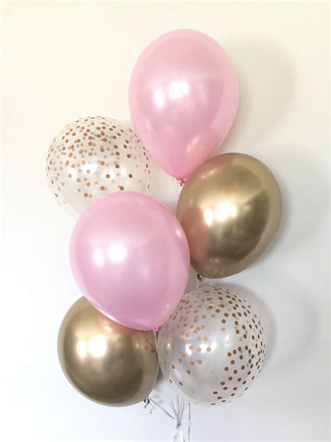 Pink and Gold Balloons Pink and Chrome Gold Balloons Pink Balloons Gold ...