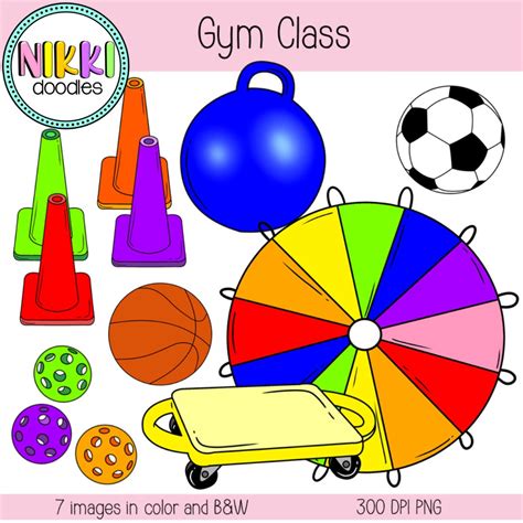 Gym Class Digital Clipart, Physical Education, Physical Activity, School, Scooter, Equipment ...