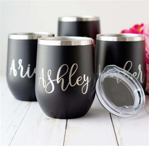 Bridesmaid Gifts Personalized Wine Tumbler Bachelorette Cups Engraved Bridesmaid Cups Custom ...