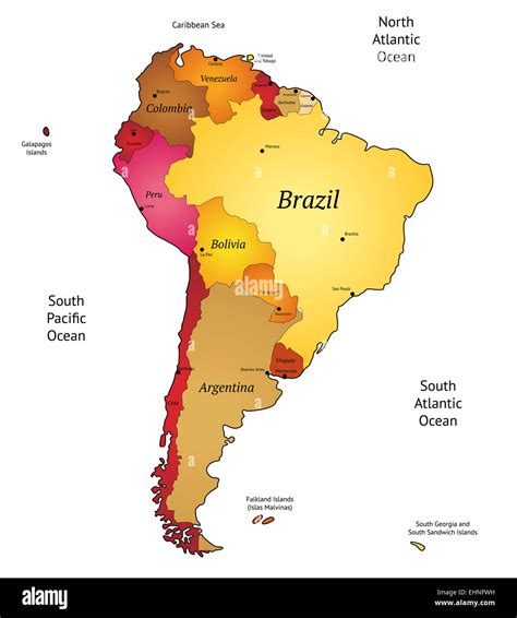 Mapa de América Latina Fotografía de stock - Alamy