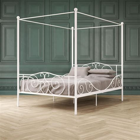 DHP Canopy Metal Bed, Full Size Frame, White - Walmart.com - Walmart.com