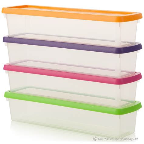 Shallow Storage Containers. Citylife 3 PCS Plastic Storage Bins with Latching Lids Portable ...