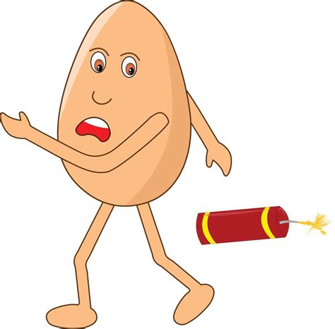 Funny Indian Themed egg cartoon running away from a cracker during Indian Festival Diwali Vector ...