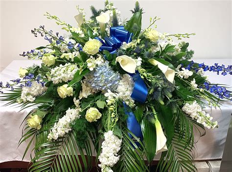 Blue and White Casket Spray in Miami, FL | Dolly's Florist