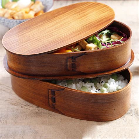 Double Layer Japanese Wooden Bento box | Japanese Temple