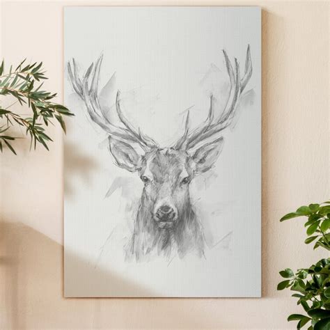 Millwood Pines Contemporary Elk Sketch I - Wrapped Canvas Illustration ...