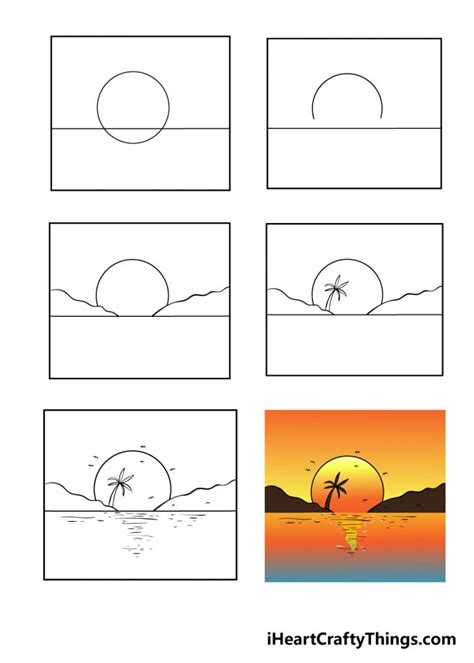 Sunset Drawing - How To Draw A Sunset Step By Step