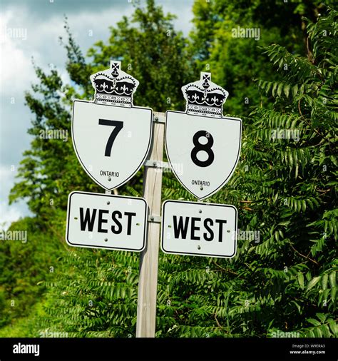 Highway road signs.Ontario, Canada Stock Photo - Alamy