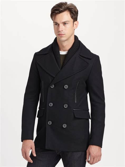 Mackage Alvin Pea Coat in Black for Men | Lyst