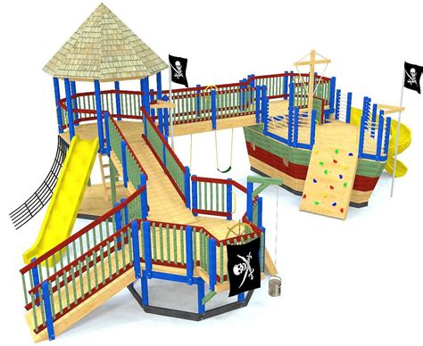 Edward Thatch Pirate Ship Playground Plan | Backyard playset, Backyard playhouse, Diy playhouse