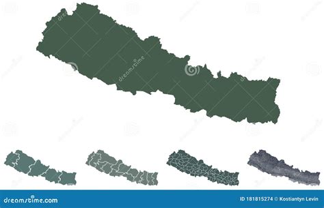 Nepal Map Outline Administrative Regions Vector Template for Infographic Design. Administrative ...