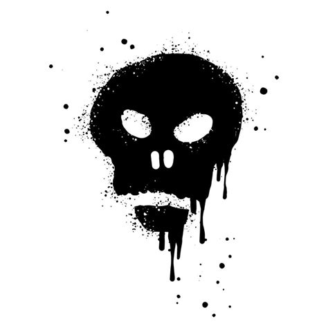 Spray painted graffiti skull in black over white. Skull head symbol. isolated on white ...