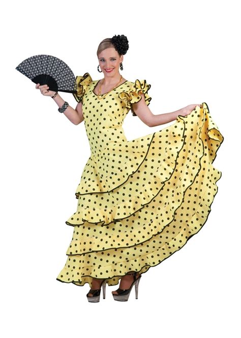 Womens Yellow Flamenco Dress - International Costumes