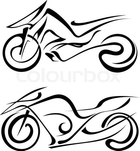 Two black silhouette of a motorcycles ... | Stock vector | Colourbox