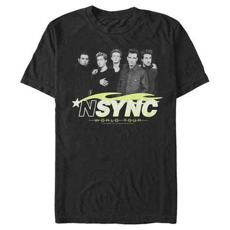 NSYNC - Men's NSYNC World Tour Poster Graphic Tee Black 2X Large ...