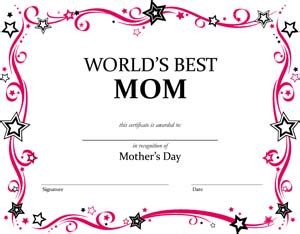 World's Best Mom Certificate #1 - Small Business Free Forms